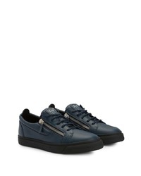 Мужские темно-синие кожаные низкие кеды от Giuseppe Zanotti