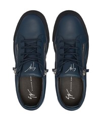 Мужские темно-синие кожаные низкие кеды от Giuseppe Zanotti