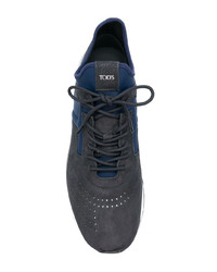 Мужские темно-синие кожаные низкие кеды от Tod's