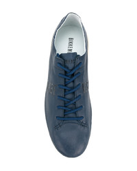 Мужские темно-синие кожаные низкие кеды от Dirk Bikkembergs