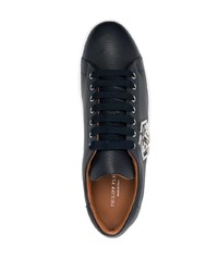 Мужские темно-синие кожаные низкие кеды от Philipp Plein