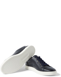 Мужские темно-синие кожаные низкие кеды от Dolce & Gabbana