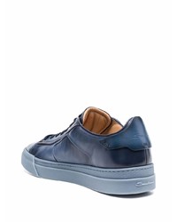 Мужские темно-синие кожаные низкие кеды от Santoni