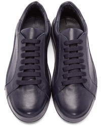 Женские темно-синие кожаные низкие кеды от Jil Sander Navy