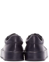 Женские темно-синие кожаные низкие кеды от Jil Sander Navy