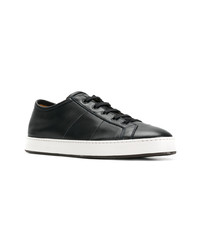 Мужские темно-синие кожаные низкие кеды от Santoni