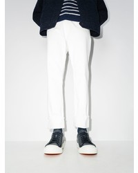 Мужские темно-синие кожаные низкие кеды от Santoni