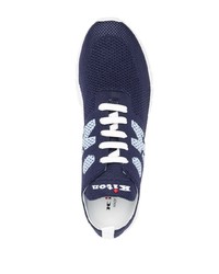 Мужские темно-синие кожаные низкие кеды от Kiton