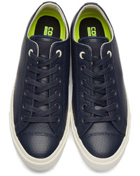 Мужские темно-синие кожаные низкие кеды от Converse