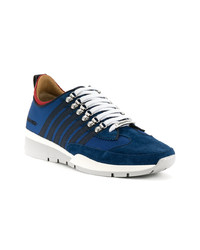 Мужские темно-синие кожаные низкие кеды от DSQUARED2