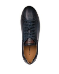 Мужские темно-синие кожаные низкие кеды от Magnanni