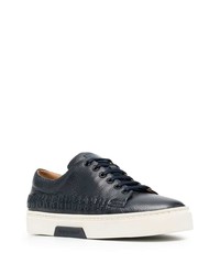 Мужские темно-синие кожаные низкие кеды от Giorgio Armani