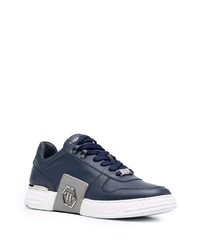 Мужские темно-синие кожаные низкие кеды от Philipp Plein