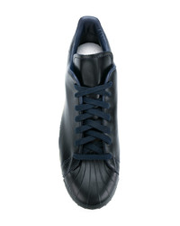 Мужские темно-синие кожаные низкие кеды от adidas