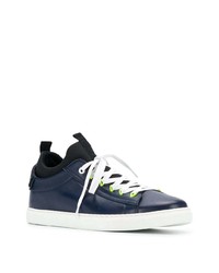 Мужские темно-синие кожаные низкие кеды от DSQUARED2