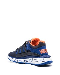 Мужские темно-синие кожаные низкие кеды от Versace