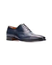 Темно-синие кожаные оксфорды от Santoni