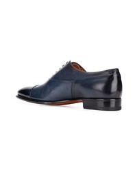 Темно-синие кожаные оксфорды от Santoni