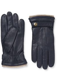 Мужские темно-синие кожаные перчатки от Dents