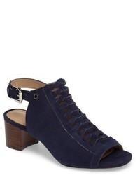 Темно-синие кожаные плетеные босоножки