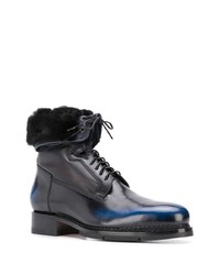 Мужские темно-синие кожаные повседневные ботинки от Santoni