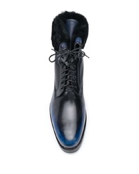 Мужские темно-синие кожаные повседневные ботинки от Santoni