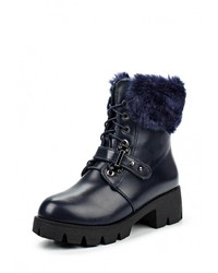 Темно-синие кожаные полусапоги от Donna Moda