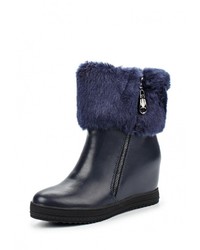 Темно-синие кожаные полусапоги от Donna Moda