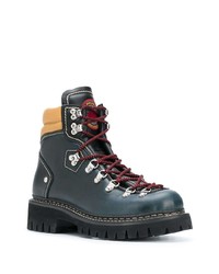 Мужские темно-синие кожаные рабочие ботинки от DSQUARED2