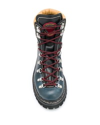 Мужские темно-синие кожаные рабочие ботинки от DSQUARED2