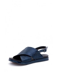Темно-синие кожаные сандалии на плоской подошве от Allora