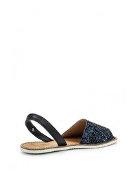 Темно-синие кожаные сандалии на плоской подошве от Cuplé