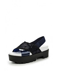 Темно-синие кожаные сандалии на плоской подошве от Grand Style