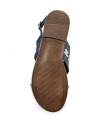 Темно-синие кожаные сандалии на плоской подошве от Marquiiz