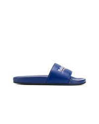 Мужские темно-синие кожаные сандалии от Balenciaga