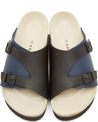 Мужские темно-синие кожаные сандалии от Sacai