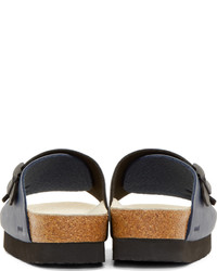 Мужские темно-синие кожаные сандалии от Sacai