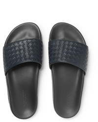 Мужские темно-синие кожаные сандалии от Bottega Veneta
