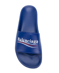Мужские темно-синие кожаные сандалии от Balenciaga
