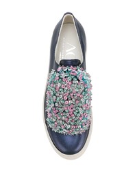 Женские темно-синие кожаные слипоны от AGL