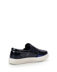 Женские темно-синие кожаные слипоны от Catisa