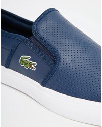 Мужские темно-синие кожаные слипоны от Lacoste