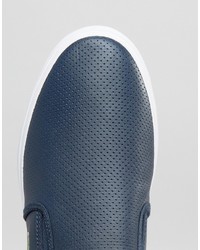 Мужские темно-синие кожаные слипоны от Lacoste