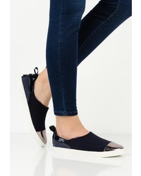 Женские темно-синие кожаные слипоны от LOST INK