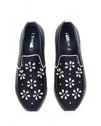 Женские темно-синие кожаные слипоны от LOST INK