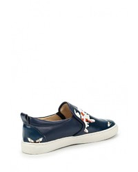 Женские темно-синие кожаные слипоны от Valley