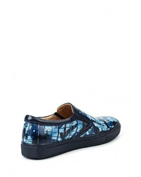 Мужские темно-синие кожаные слипоны от Vitacci