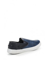 Мужские темно-синие кожаные слипоны от YMD