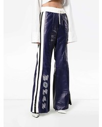 Женские темно-синие кожаные спортивные штаны от Off-White