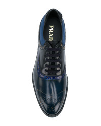 Темно-синие кожаные туфли дерби от Prada